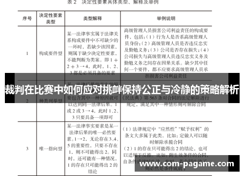 裁判在比赛中如何应对挑衅保持公正与冷静的策略解析